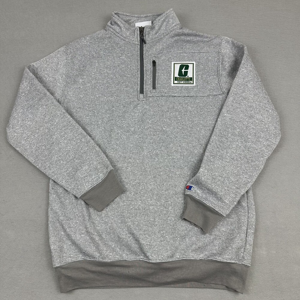 UNC Charlotte 49ers Sweater Men Small Gray Champion 1/4 Zip Pullover NCAA Pocket